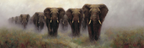 Elefanten Im Nebel Raum Mit Sanften Farben Und Texturen | Safari und Wildtiere | Tiere