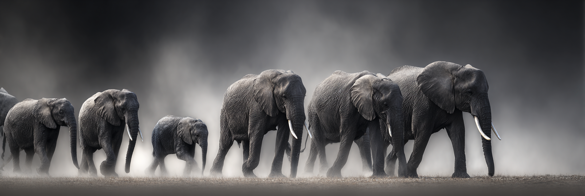Elefanten Im Nebligen Umfeld Majestät Der | Safari und Wildtiere | Tiere