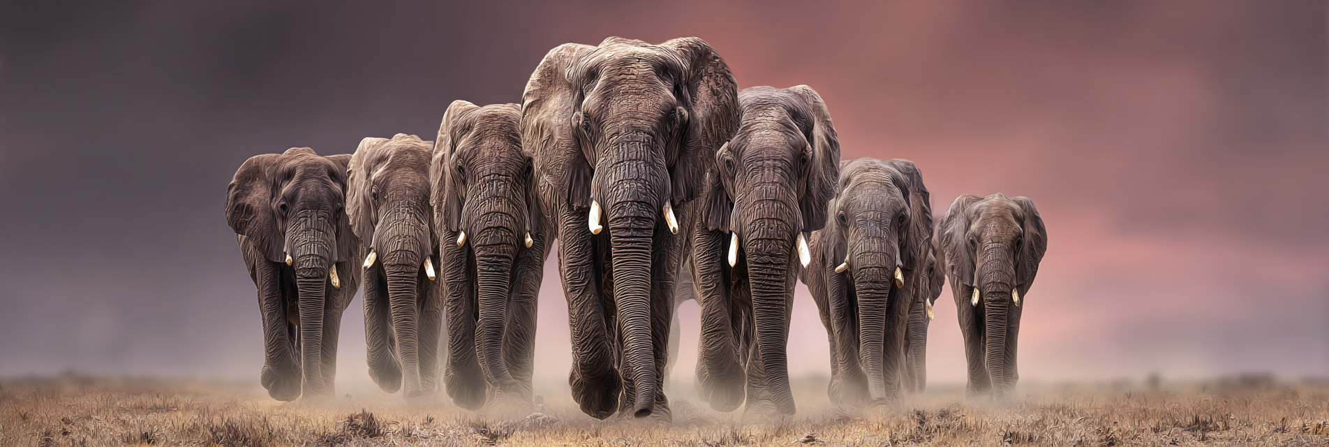 Elefanten In Der Natur Bei Twilight | Safari und Wildtiere | Tiere