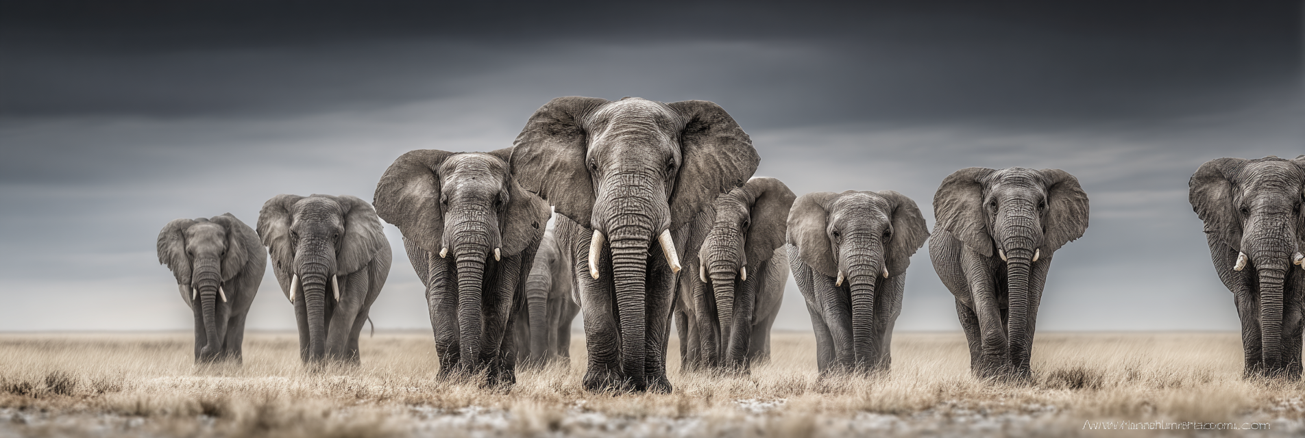 Elefanten In Der Natur Unter Einem Dramatischen Himmel | Safari und Wildtiere | Tiere