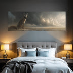 Fox In Open Landscape Moody Sky Digital Artwork