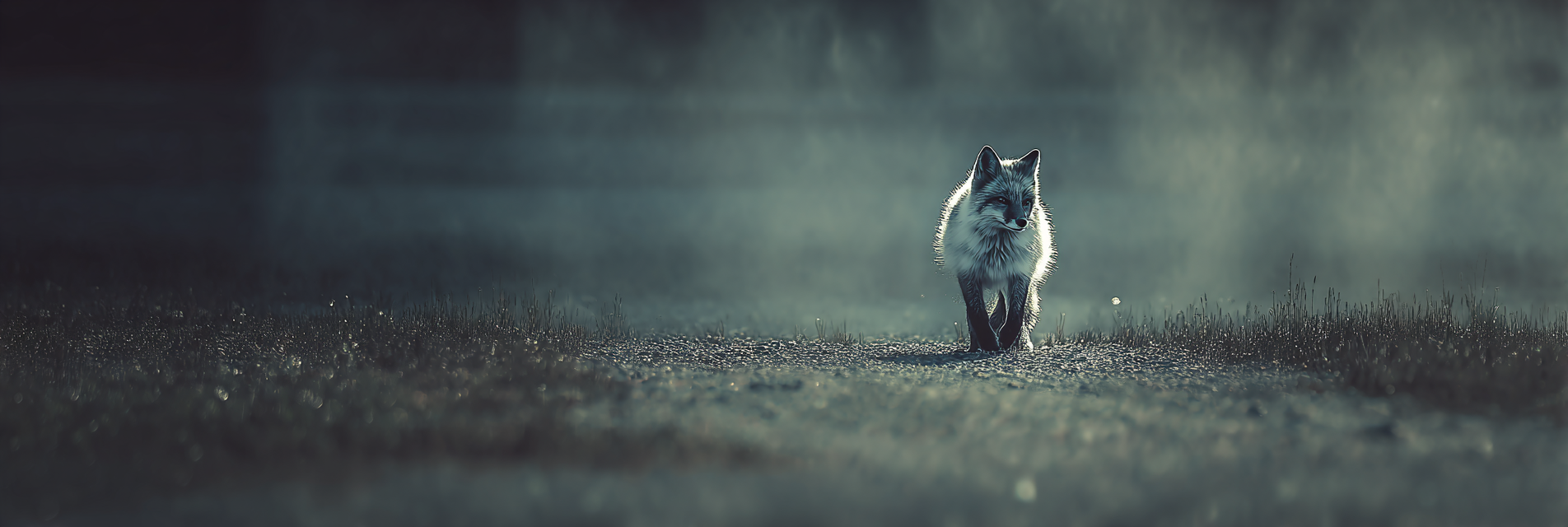 Fuchs Auf Nebligem Pfad Mystische Atmosphäre Tranquilität Natur | Safari und Wildtiere | Tiere
