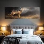 Fuchs In Einer Grünen Landschaft Mit Störung Hintergrund