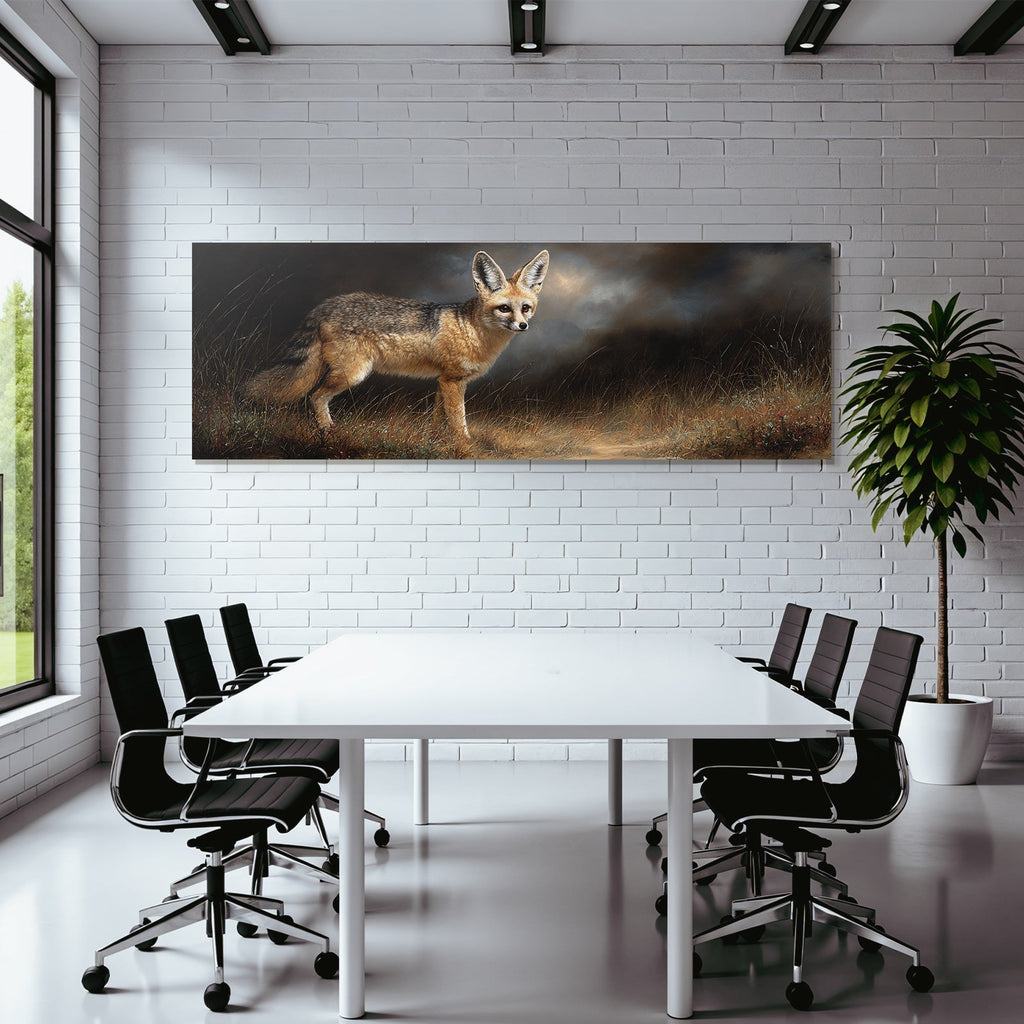 Fuchs In Einer Grünen Landschaft Mit Störung Hintergrund