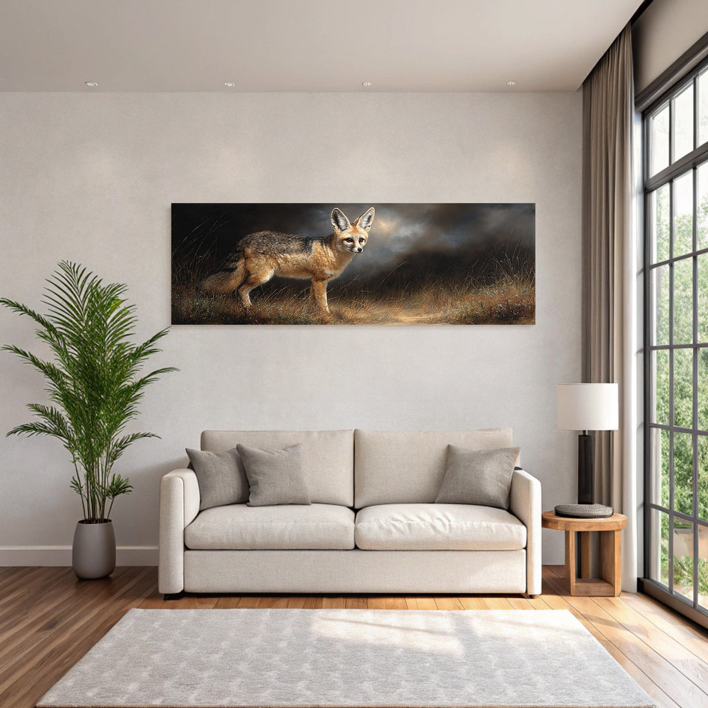 Fuchs In Einer Grünen Landschaft Mit Störung Hintergrund