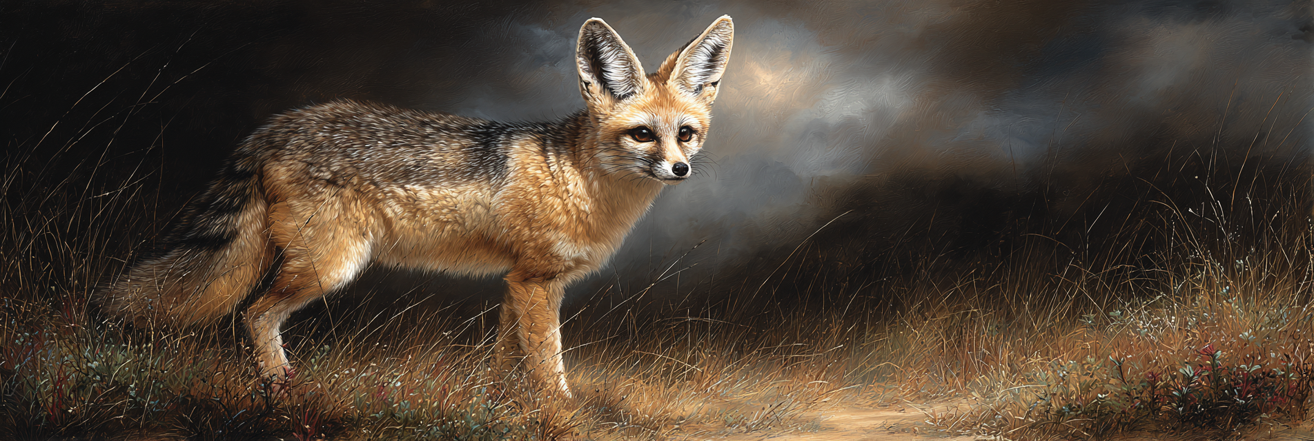 Fuchs In Einer Grünen Landschaft Mit Störung Hintergrund | Safari und Wildtiere | Tiere