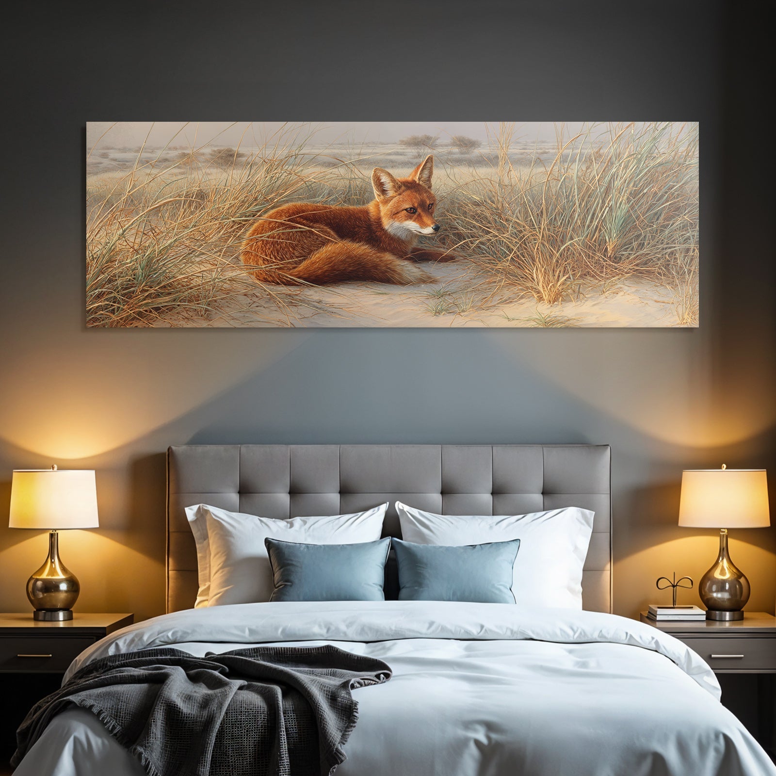 Fuchs In Graslandschaft Wildlife Kunstwerk