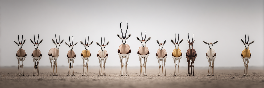 Gazellen Im Reihenstand In Einer Barrenlandschaft | Safari und Wildtiere | Tiere