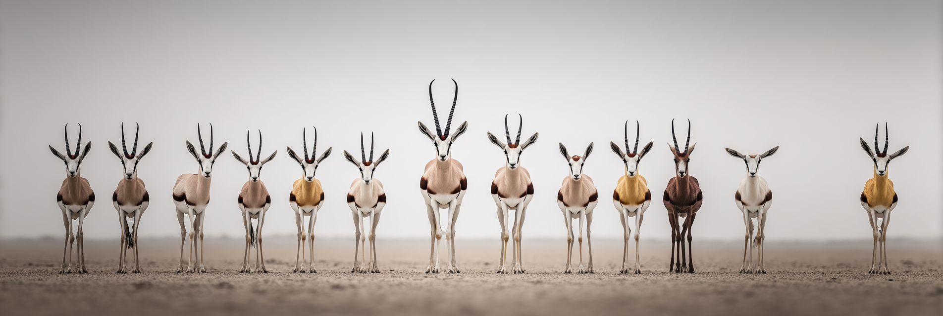 Gazellen Im Reihenstand In Einer Barrenlandschaft | Safari und Wildtiere | Tiere