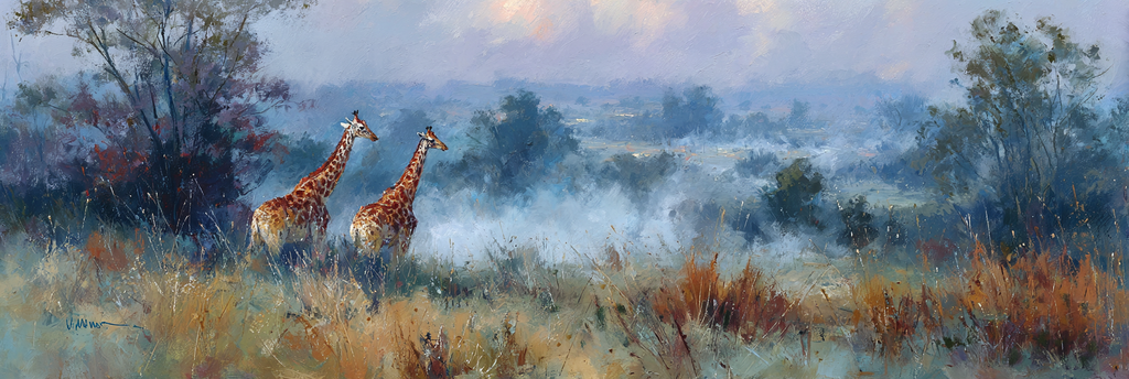 Giraffen In Der Natur Malerei Serene Umgebung | Safari und Wildtiere | Tiere