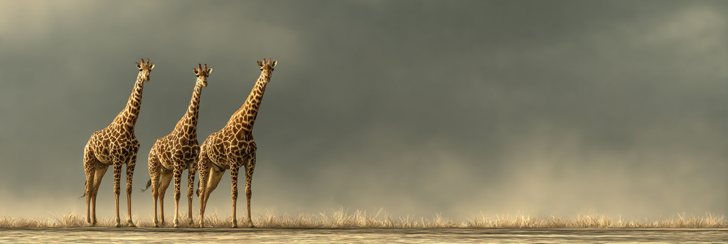 Giraffen Vor Wolkigem Himmel Auf Grüner Weise | Safari und Wildtiere | Tiere