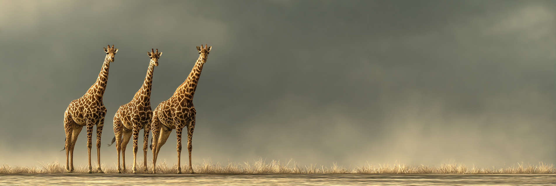Giraffen Vor Wolkigem Himmel Auf Grüner Weise | Safari und Wildtiere | Tiere