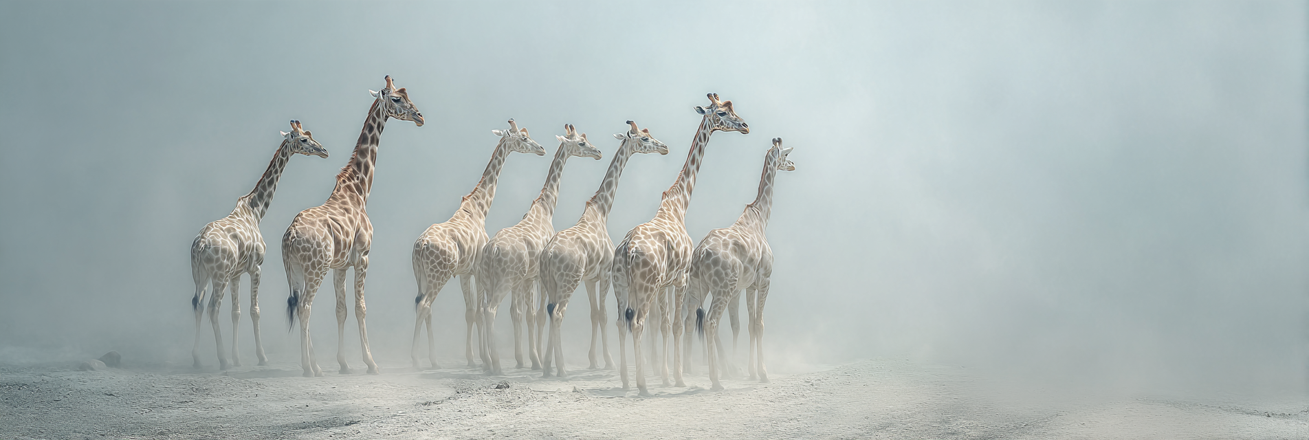 Gruppe Von Giraffen Im Nebelhafte Umgebung | Safari und Wildtiere | Tiere