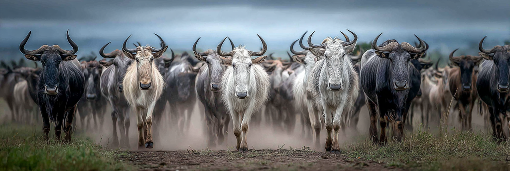 Herde Von Wildbeesten Im Natur Setting Dramatische Szene | Safari und Wildtiere | Tiere