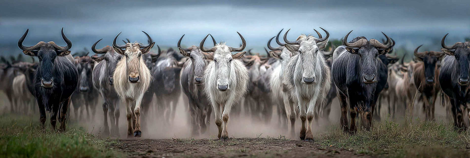 Herde Von Wildbeesten Im Natur Setting Dramatische Szene | Safari und Wildtiere | Tiere