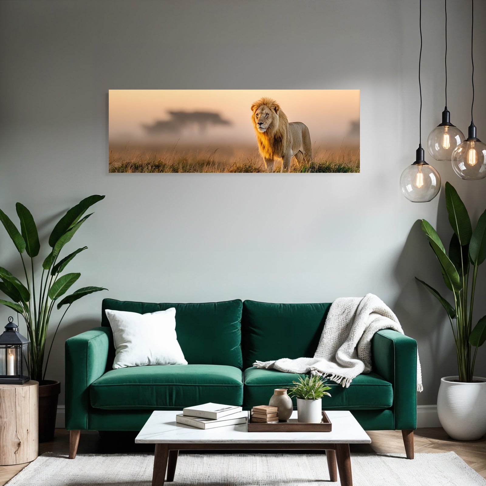 Lion Im Feld Bei Sonnenaufgang Oder Sonnenuntergang Goldenes Licht