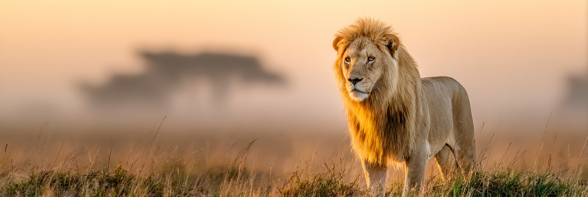 Lion Im Feld Bei Sonnenaufgang Oder Sonnenuntergang Goldenes Licht | Safari und Wildtiere | Tiere
