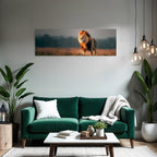 Lion In Grassy Field Natural Habitat Warm Lighting