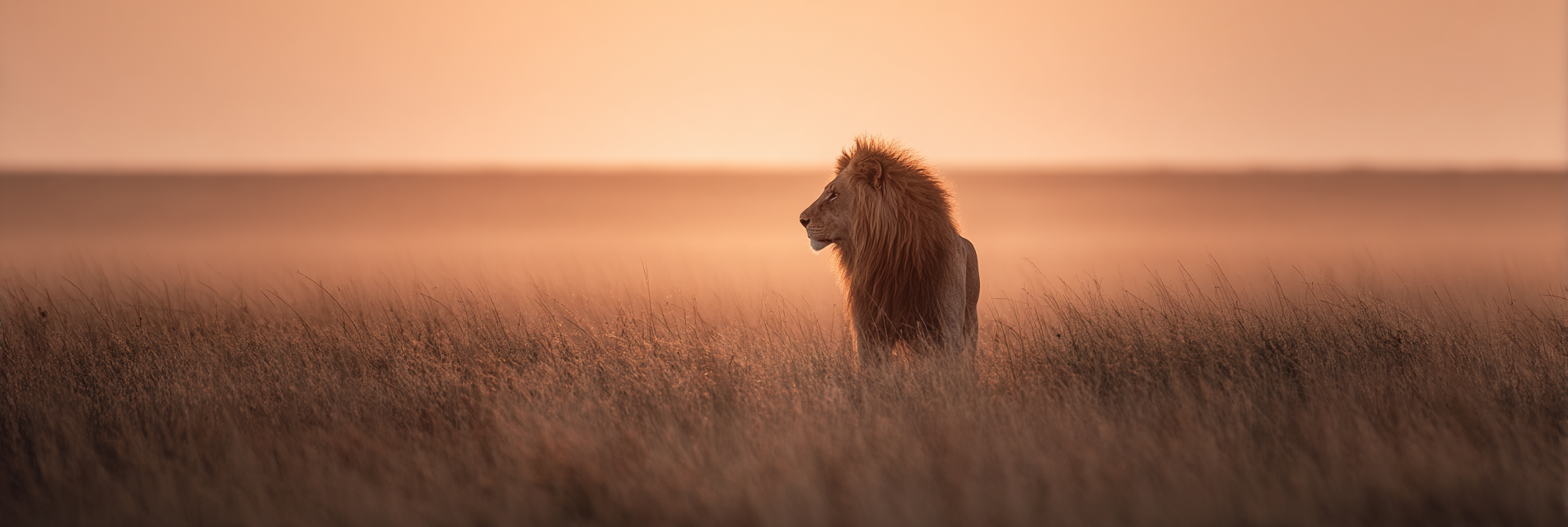 Löwe Im Grünen Feld Bei Sonnenuntergang | Safari und Wildtiere | Tiere