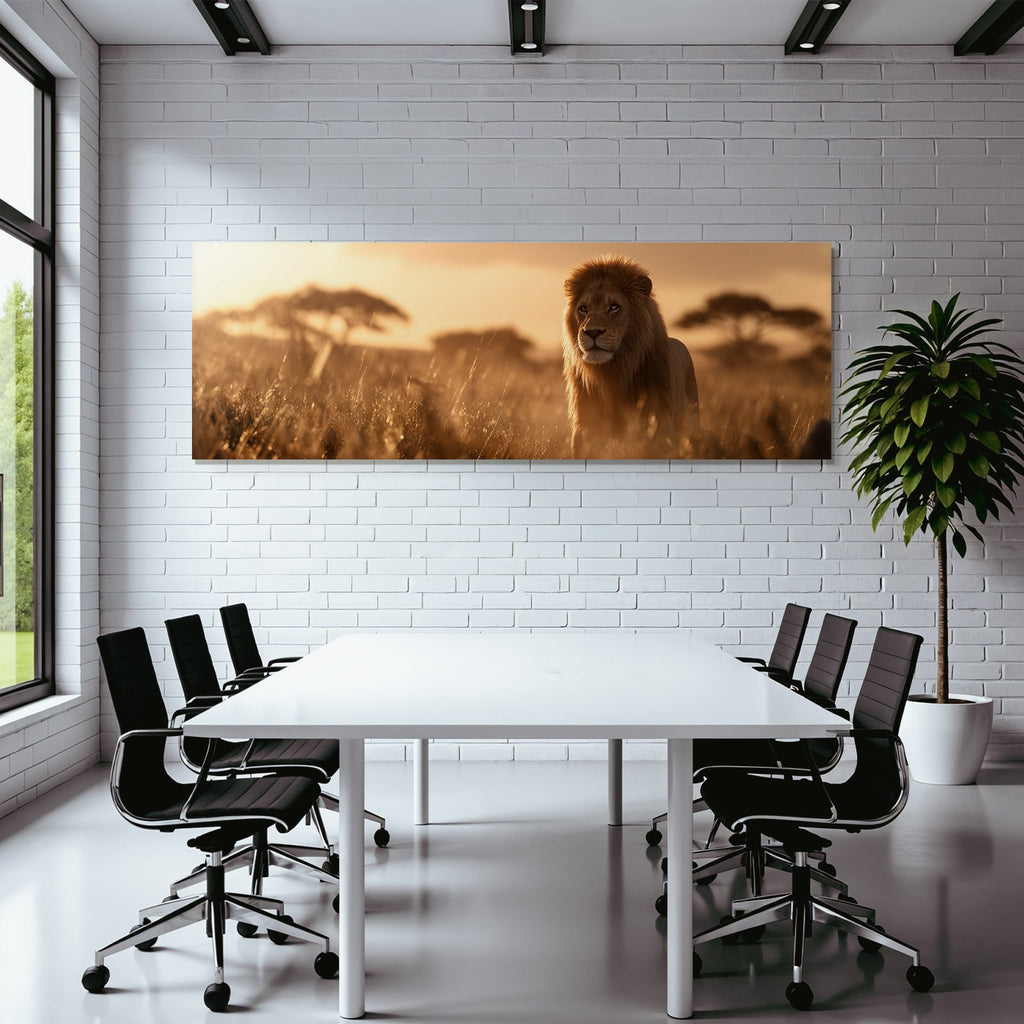 Löwe In Der Natur Bei Sunset Goldene Stunde