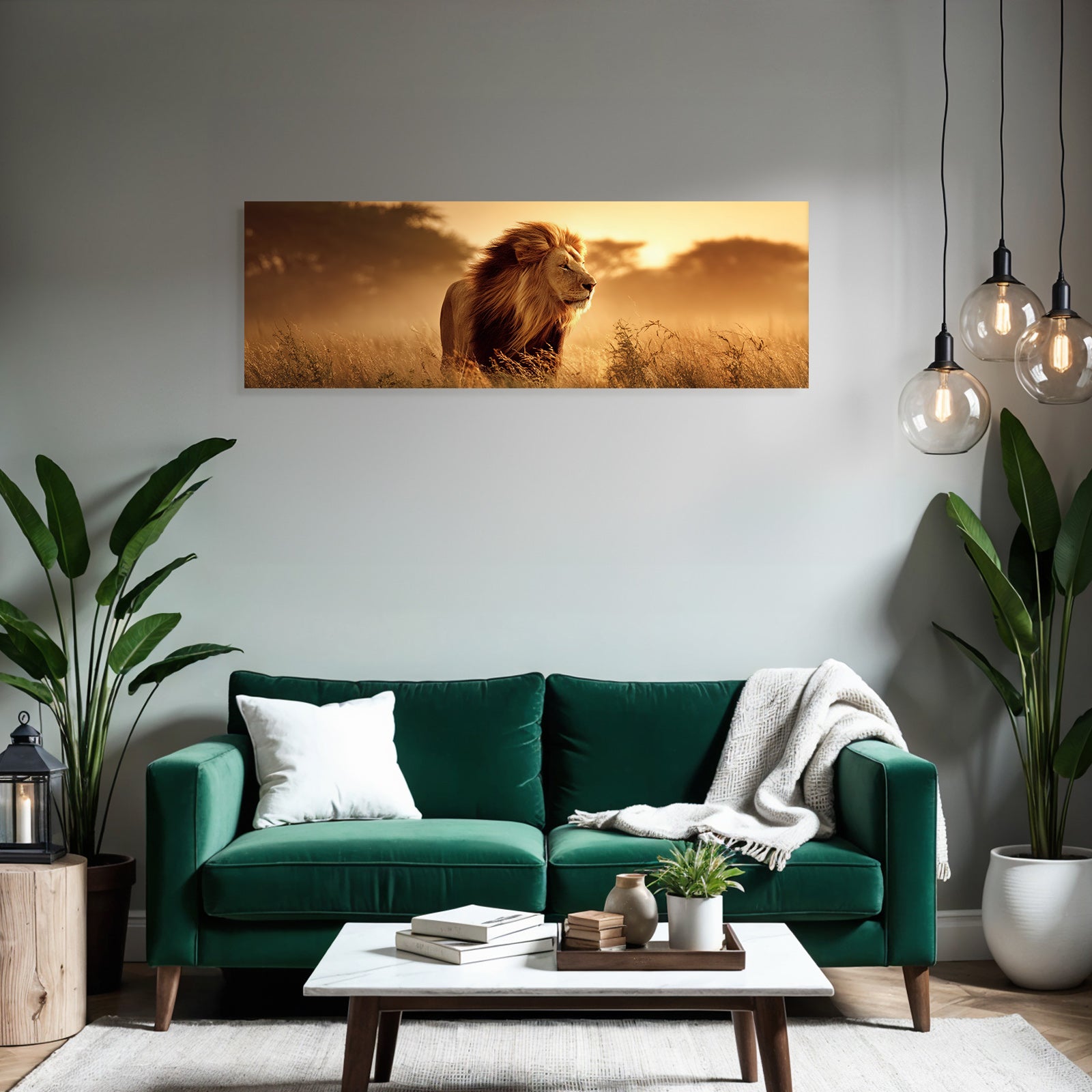 Löwe In Der Natur Im Goldenen Stundenlicht Mit Hohem Gras