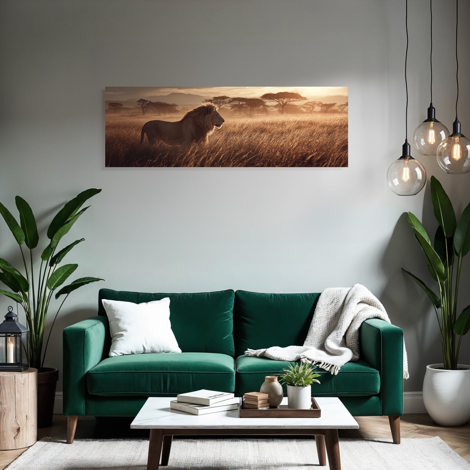 Löwen Im Goldenen Savannenlandschaft Bei Sonnenuntergang