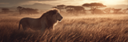 Löwen Im Goldenen Savannenlandschaft Bei Sonnenuntergang | Safari und Wildtiere | Tiere