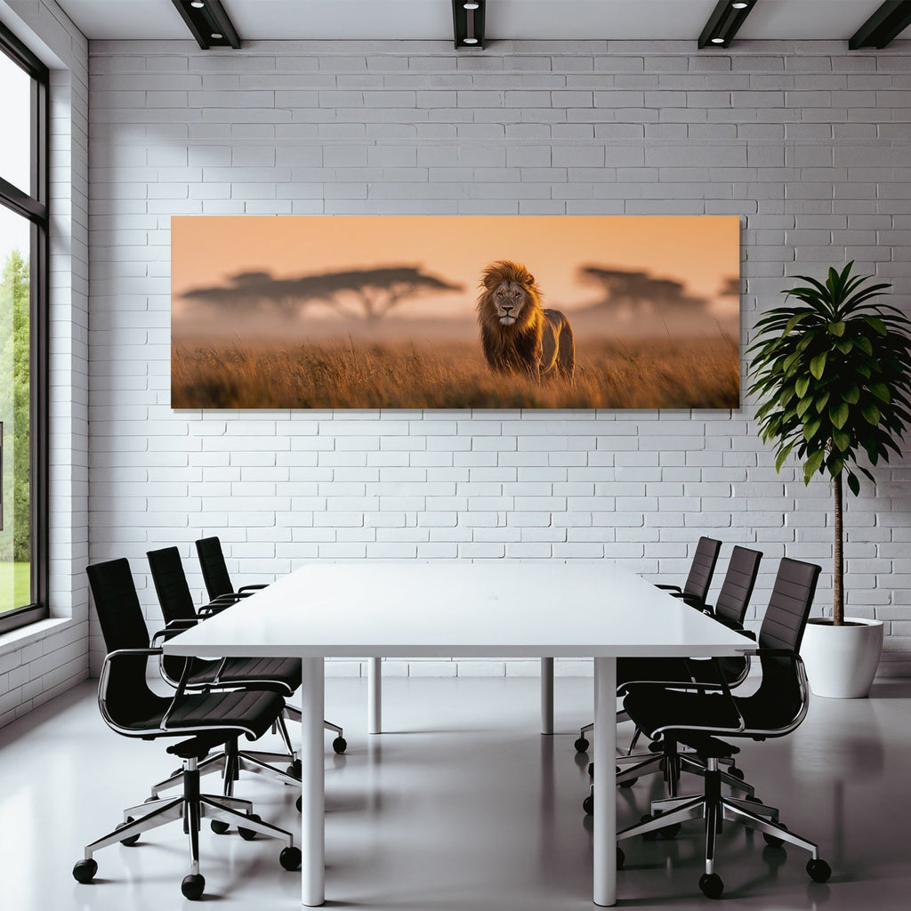 Löwen Im Szenischen Landschaft Im Sonnenuntergang