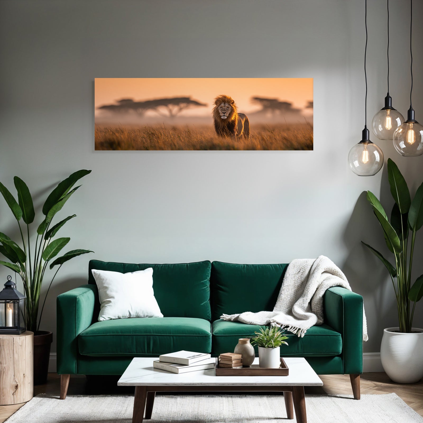 Löwen Im Szenischen Landschaft Im Sonnenuntergang