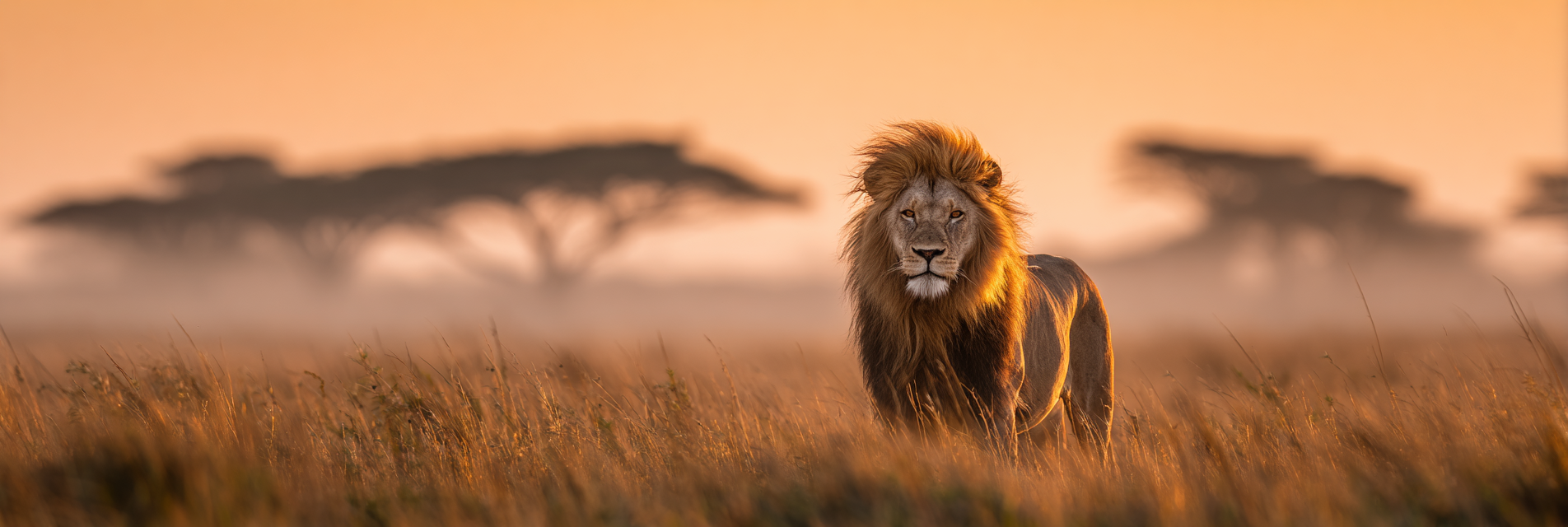 Löwen Im Szenischen Landschaft Im Sonnenuntergang | Safari und Wildtiere | Tiere