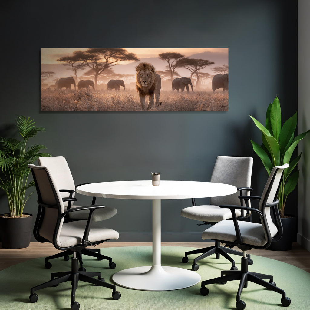 Majestätischer Löwe Sunset Safari Afrikalandschaft
