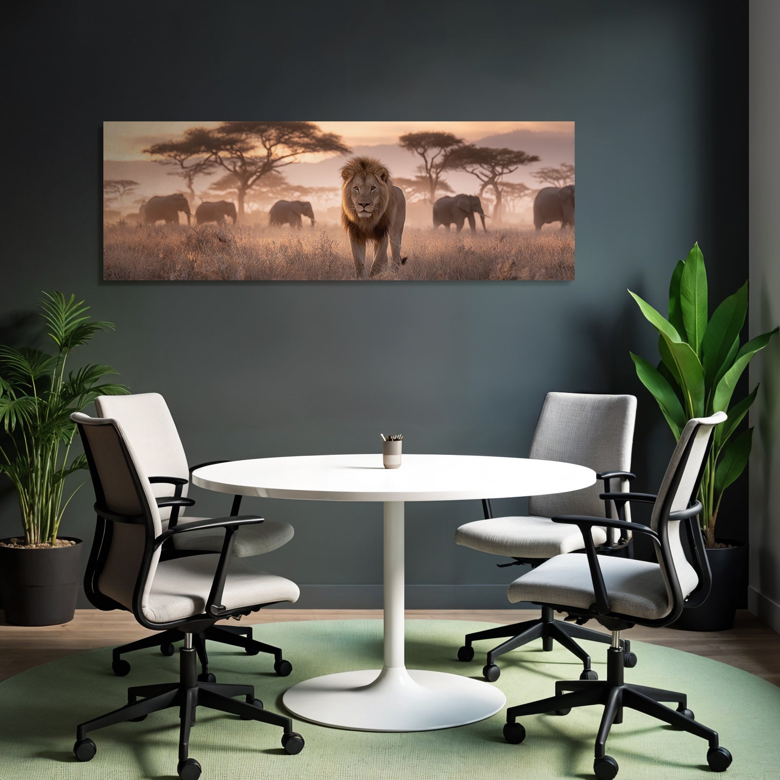 Majestätischer Löwe Sunset Safari Afrikalandschaft