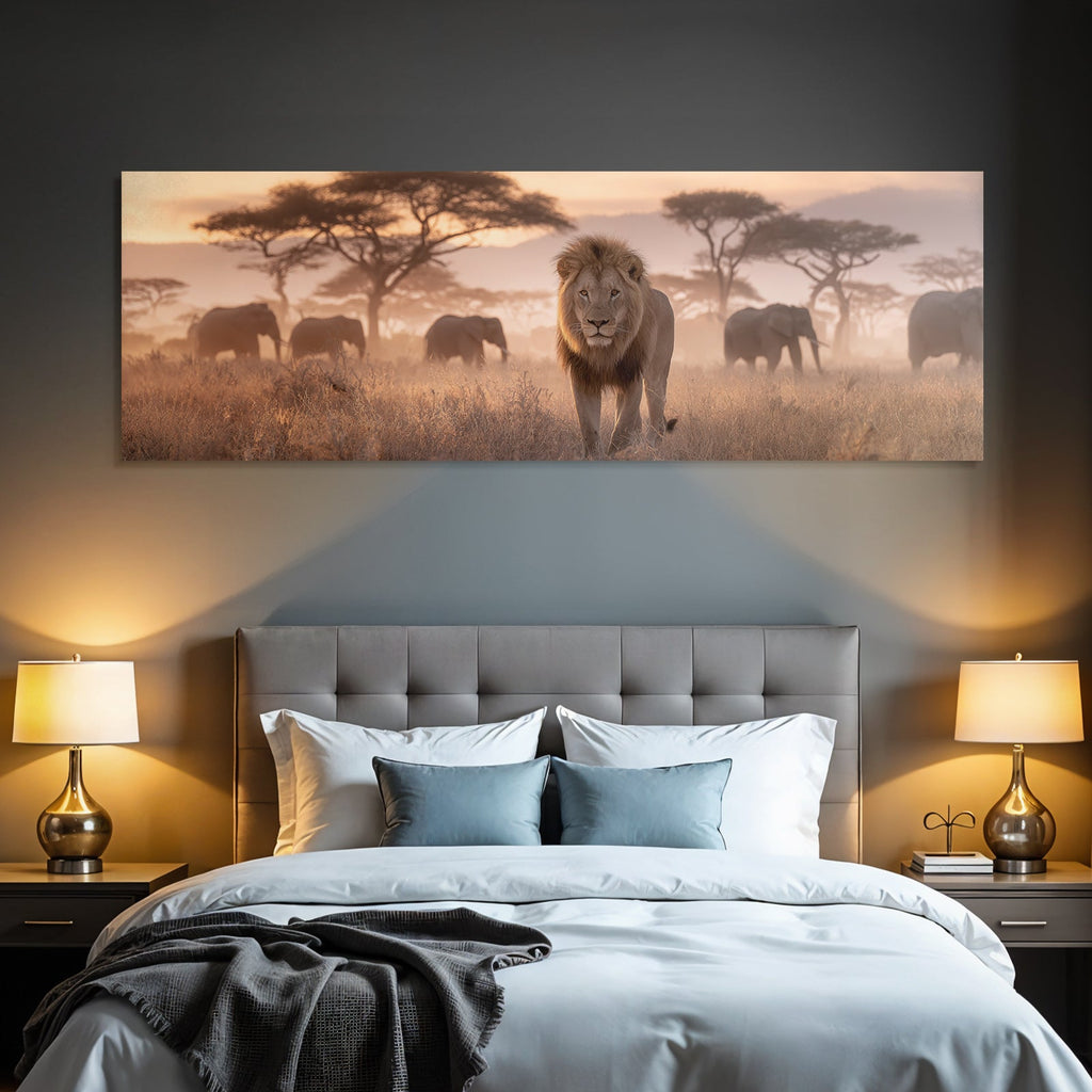 Majestätischer Löwe Sunset Safari Afrikalandschaft