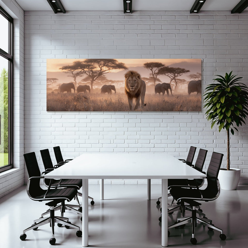Majestätischer Löwe Sunset Safari Afrikalandschaft