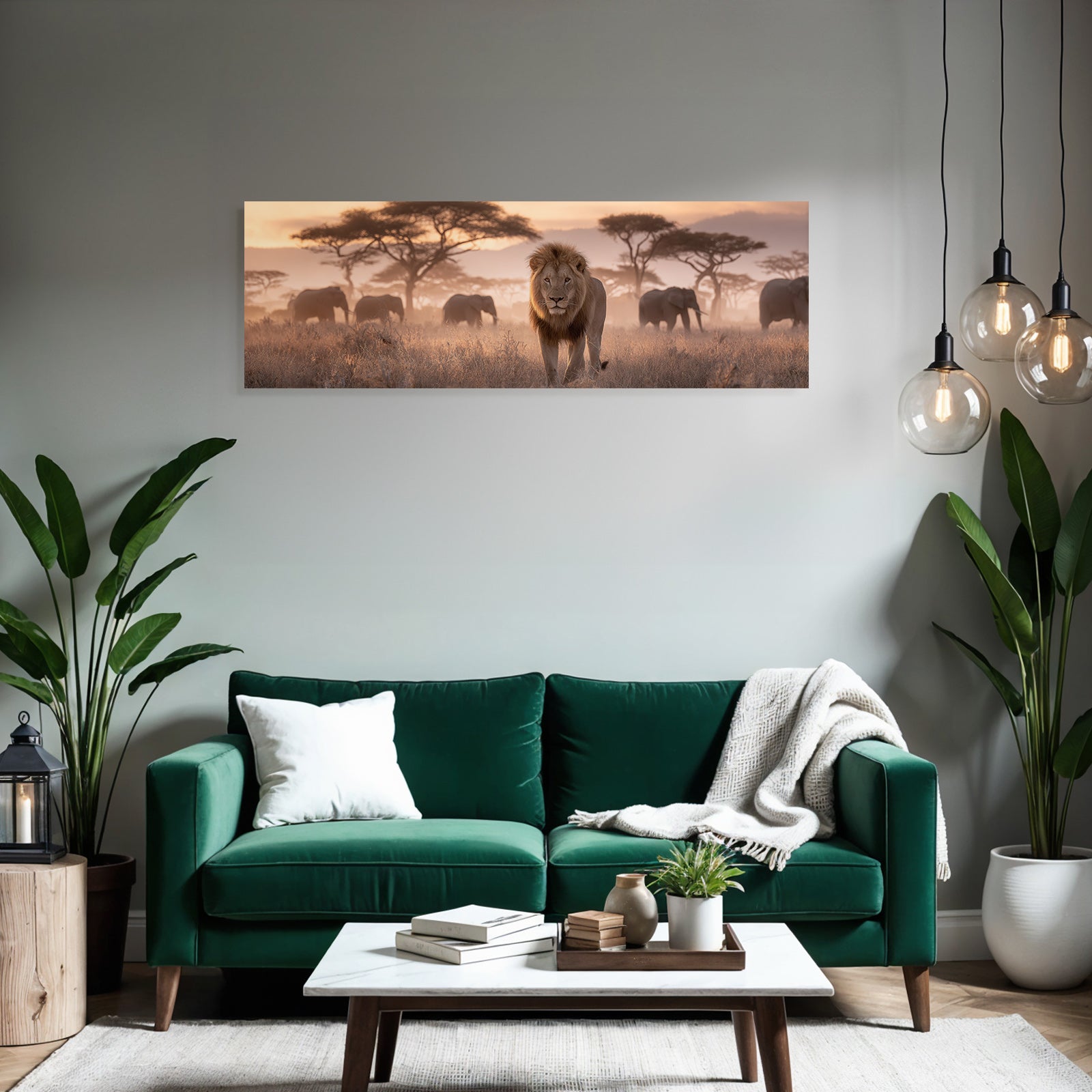 Majestätischer Löwe Sunset Safari Afrikalandschaft