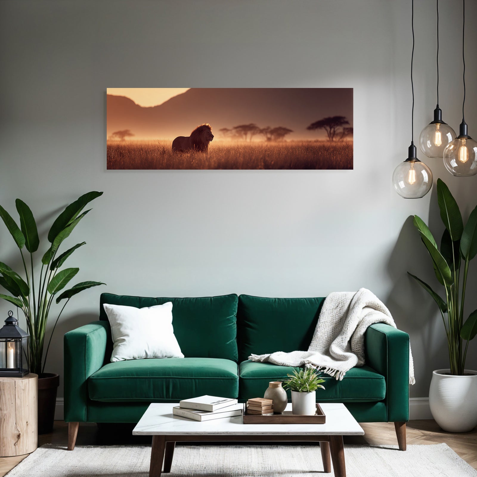 Majestätischer Löwen Im Goldenen Grassland Bei Sonnenaufgang Oder Sonnenuntergang