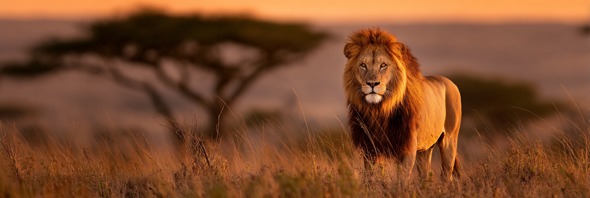 Majestic Löwen Im Grasland Beim Sonnenuntergang | Safari und Wildtiere | Tiere
