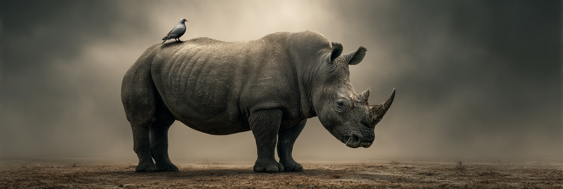 Nashorn Vogel Im Einöde Moodige Umgebung | Safari und Wildtiere | Tiere