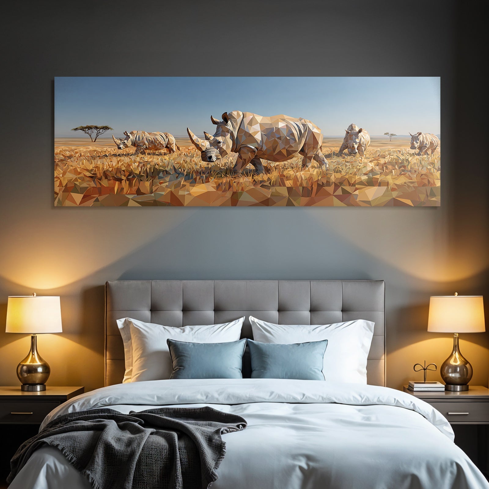 Rhinos Geometrische Kunst In Landschaft