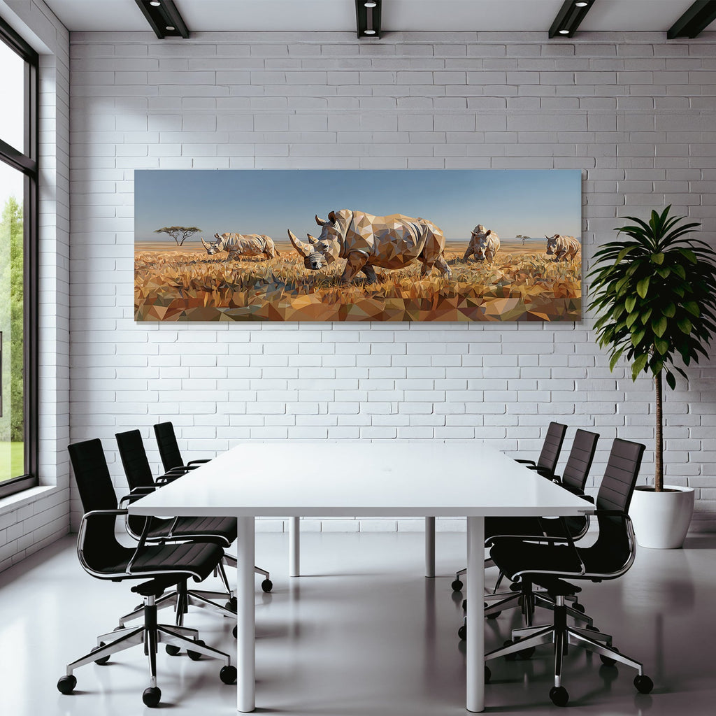 Rhinos Geometrische Kunst In Landschaft