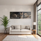 Serval Wildkatze Afrika Mit Gras Und Wolkigem Himmel Rendering