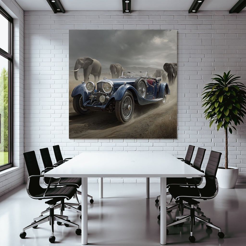 Blaür Converted Auto Elefanten Dramatische Landscape Wolkenhimmel