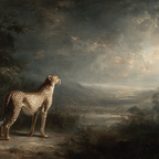 Cheetah Im Der Ruhigen Landschaft Mit Dramatischem Himmel | Safari und Wildtiere | Tiere