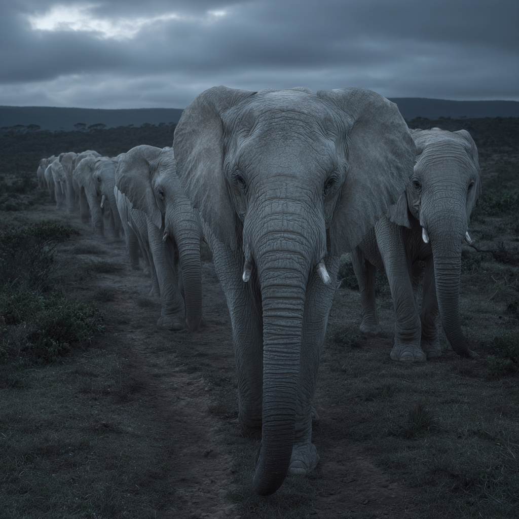 Elefanten Auf Dem Pfad Im Twilight In Der Natur | Safari und Wildtiere | Tiere