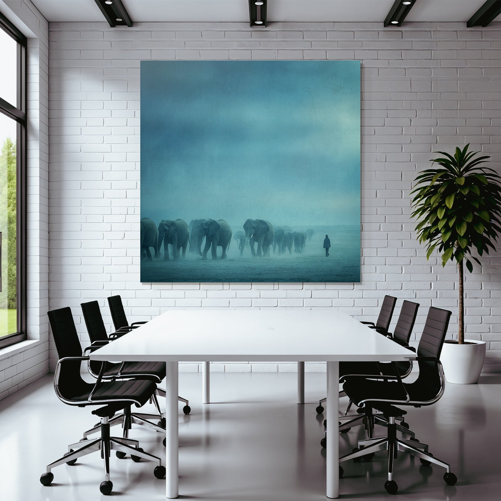 Elefanten Im Nebel Mystische Landschaft