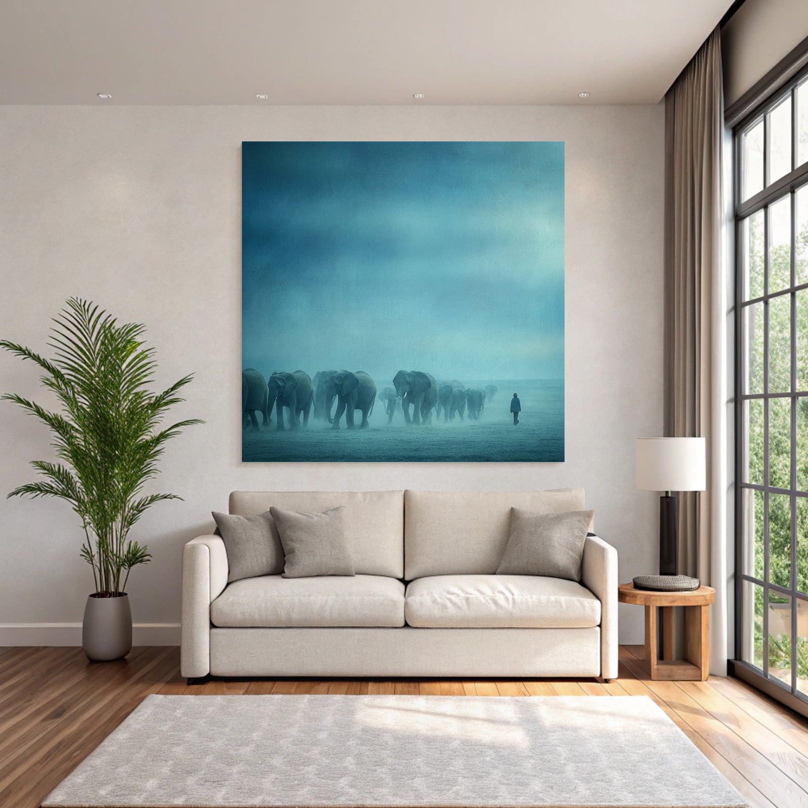 Elefanten Im Nebel Mystische Landschaft