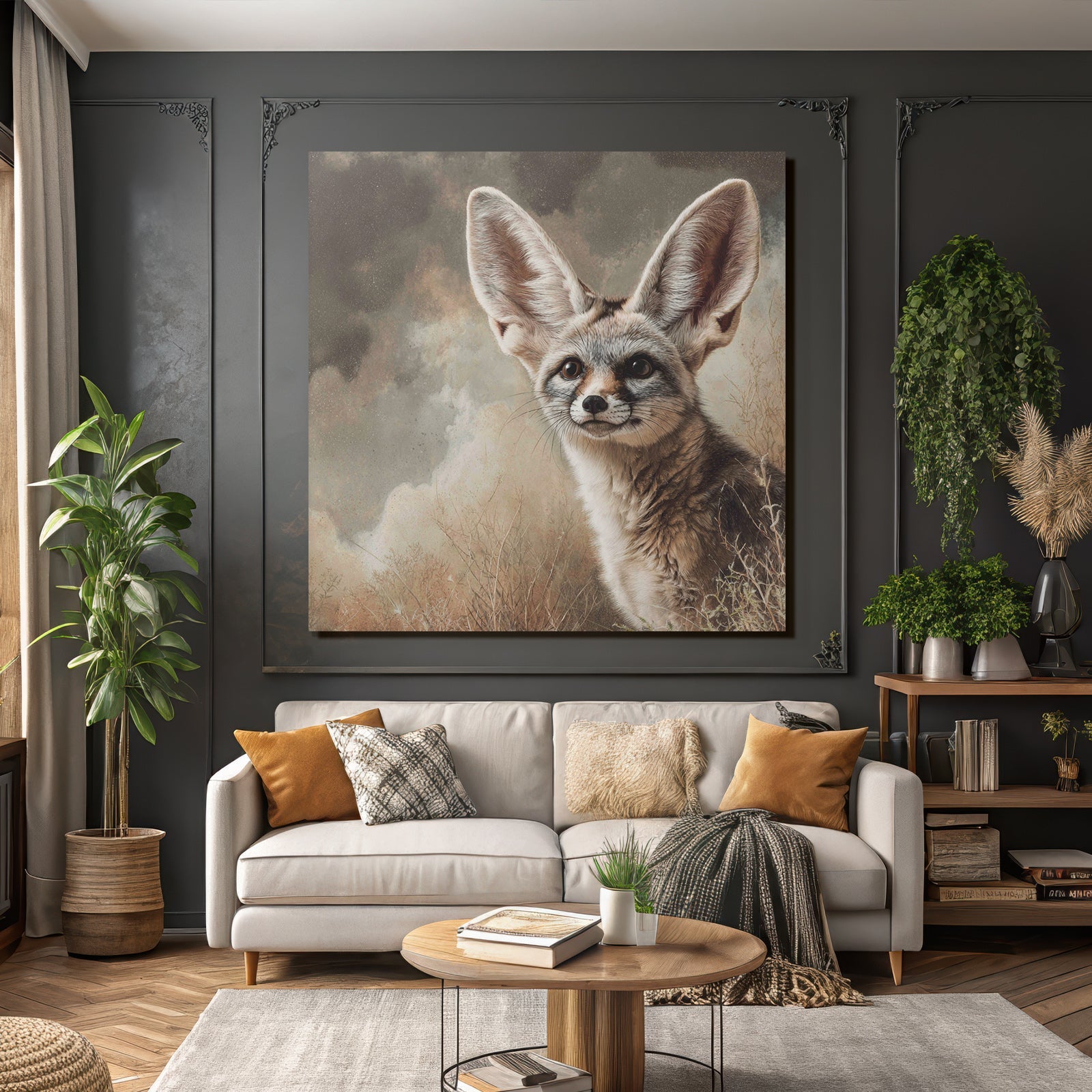 Fennefox Kunstwerk Wüste Hintergrund Realistische Darstellung