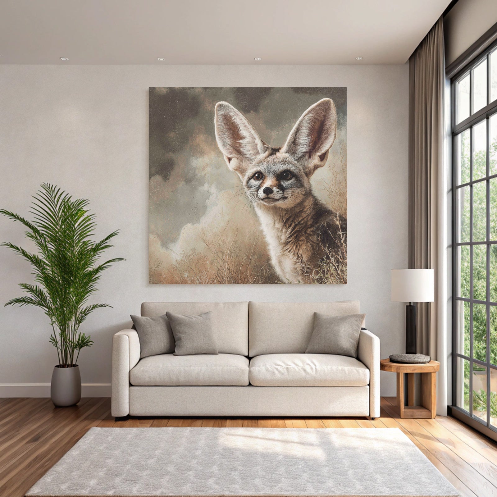 Fennefox Kunstwerk Wüste Hintergrund Realistische Darstellung