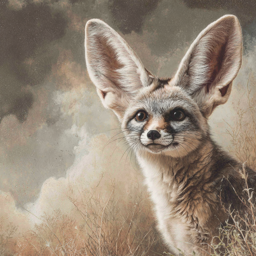 Fennefox Kunstwerk Wüste Hintergrund Realistische Darstellung | Safari und Wildtiere | Tiere