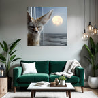 Fennefox Mit Grosser Ohren Und Schlaü Aussicht Unter Mondlicht